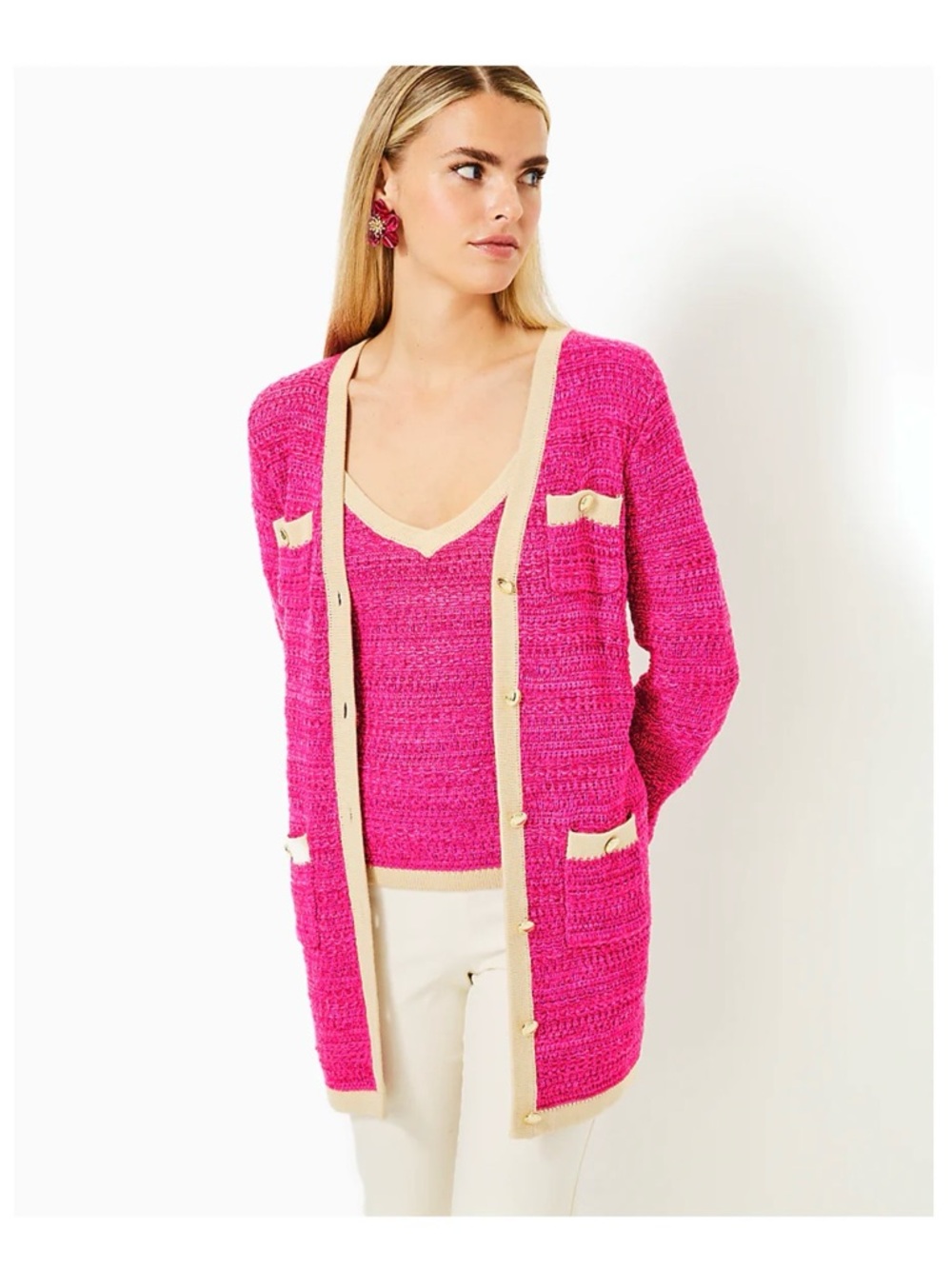 Lilly Pulitzer Tannery Sweater Set in Passion Fruit Pink Size S